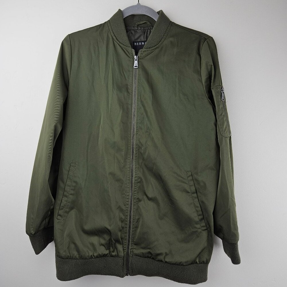 BERNARDO Green Flight Jacket Womens Small Bomber Boyfriend Coat Zip Olive